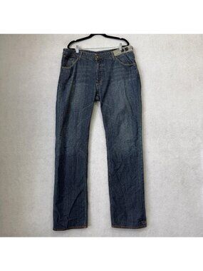 Sacred Blue Jeans Mens 38x34 Blue Relaxed Straight Button Fly Embroidered Denim